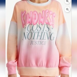 Justice Coral and White Fleece Sweatshirt
